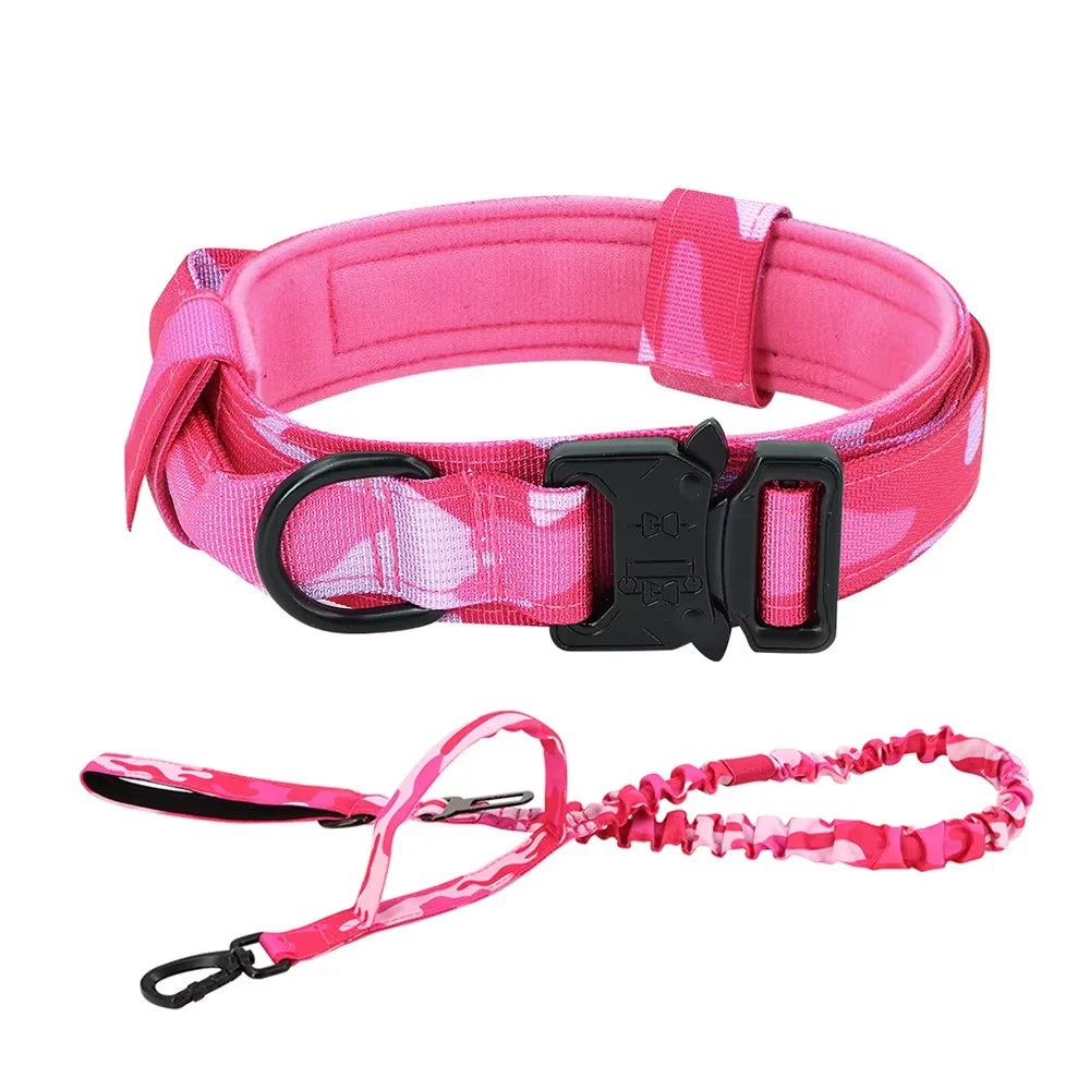 Dog Training Collar- Adjustable Tactical Dog Collar/ Leash Set- Control Handle-Lead Collar For M to XL Dogs-Collars/Leashes