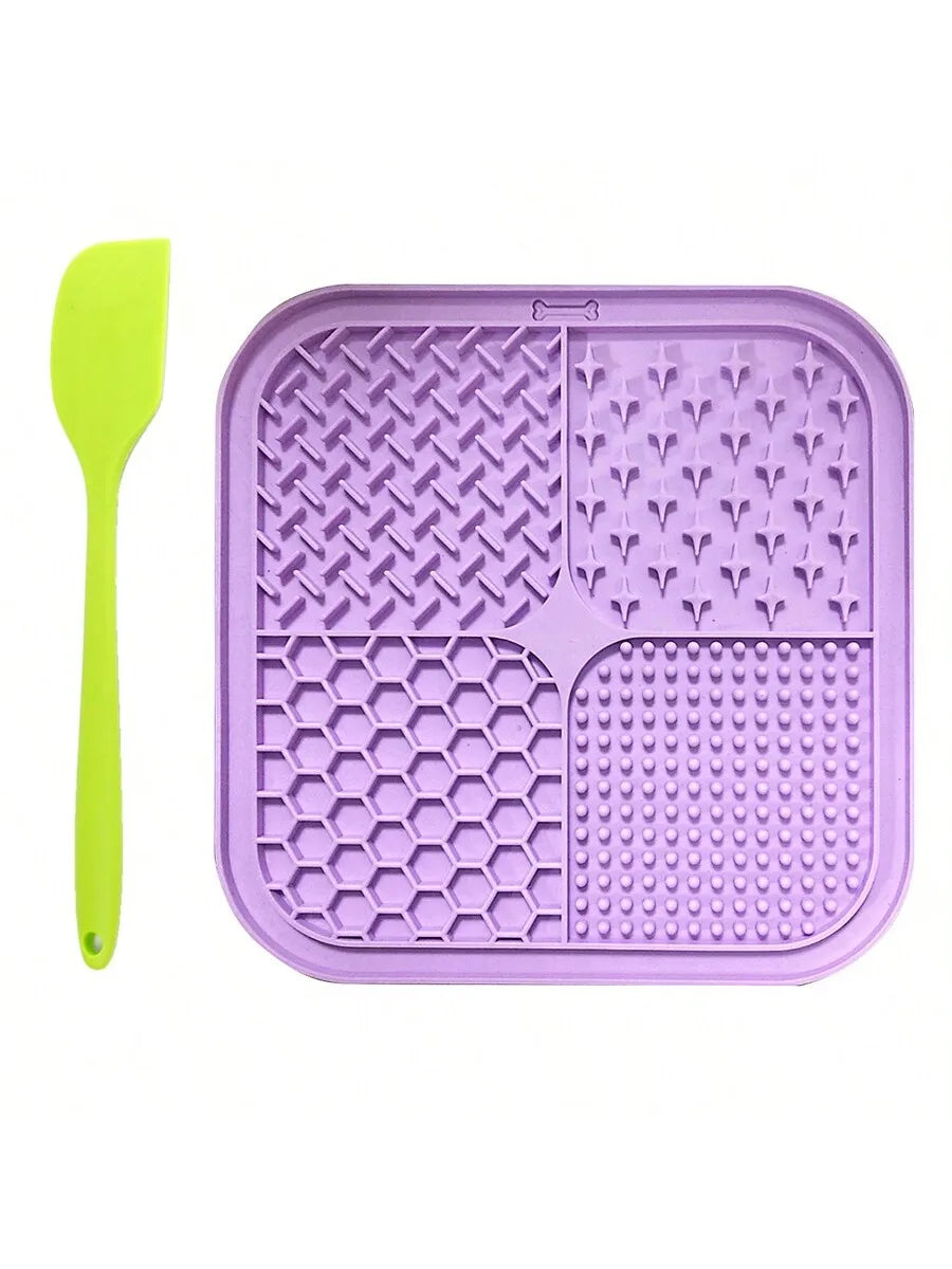 1pc Silicone Pet Slow Food Bowl Mat-For Dogs or Cats- Anti-Choking- Licking Pad With Suction Cup Design-Pet Bowls/Feeding