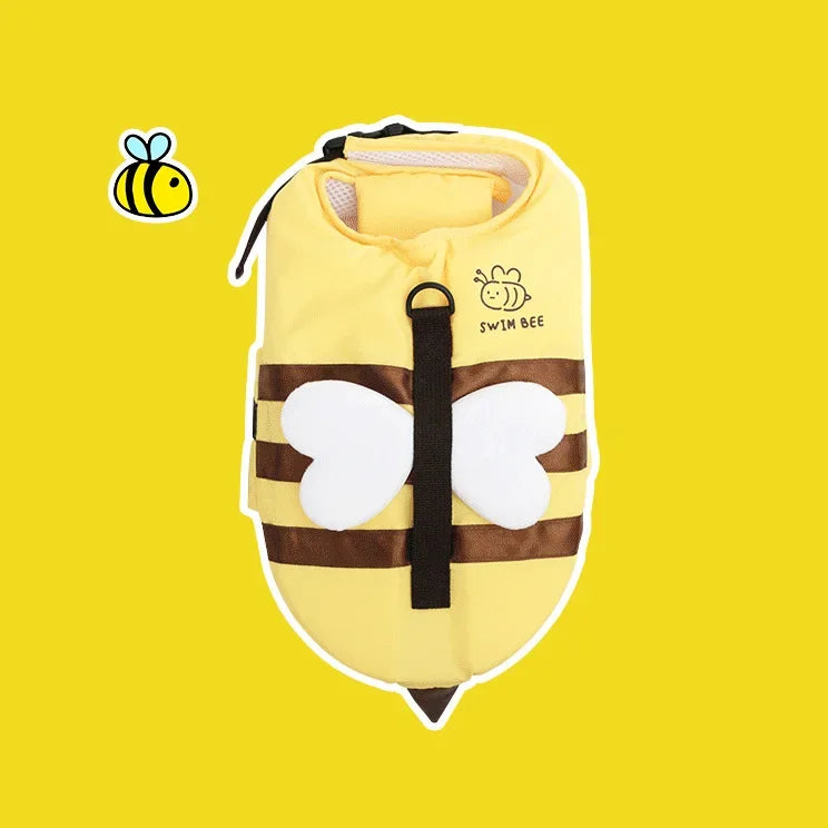 Little Bee Dog Swimsuit- Waterproof-Life Jacket- Breathable-Harness- Swimming Safety-Sizes SML-Costumes/Apparel