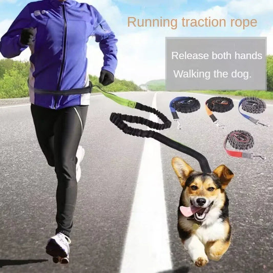 Hand Free Dog Leash for Pet Walking Running Jogging- Adjustable Dog leash- Waist Belt -Chest Strap Traction Rope