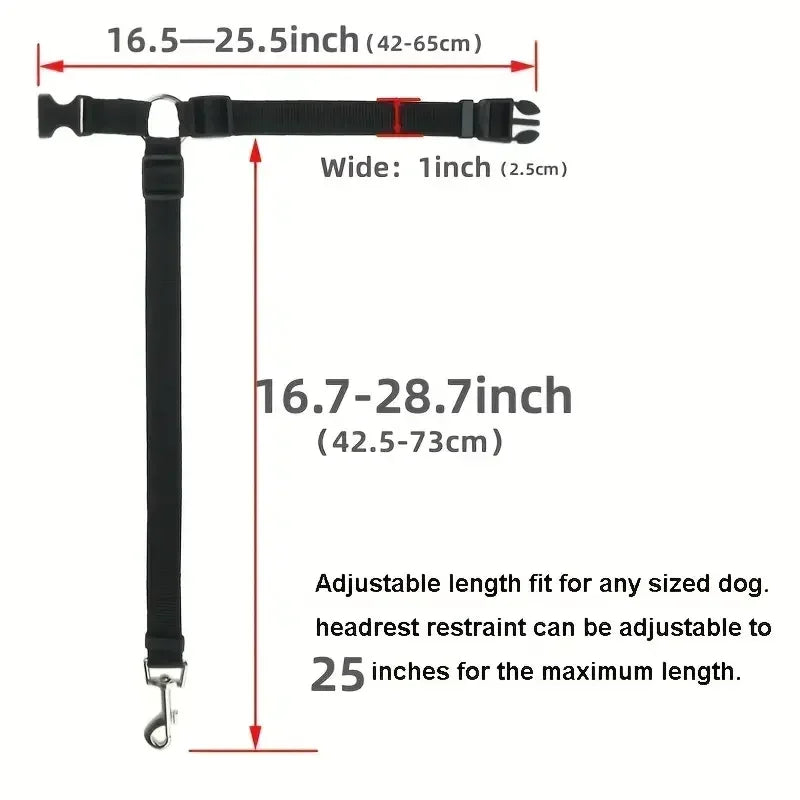 1pc Pet Seat Belt- Car Headrest Restraint- Adjustable Safety Rope- Car Seat Belt for Small Dogs-Collars/Leashes