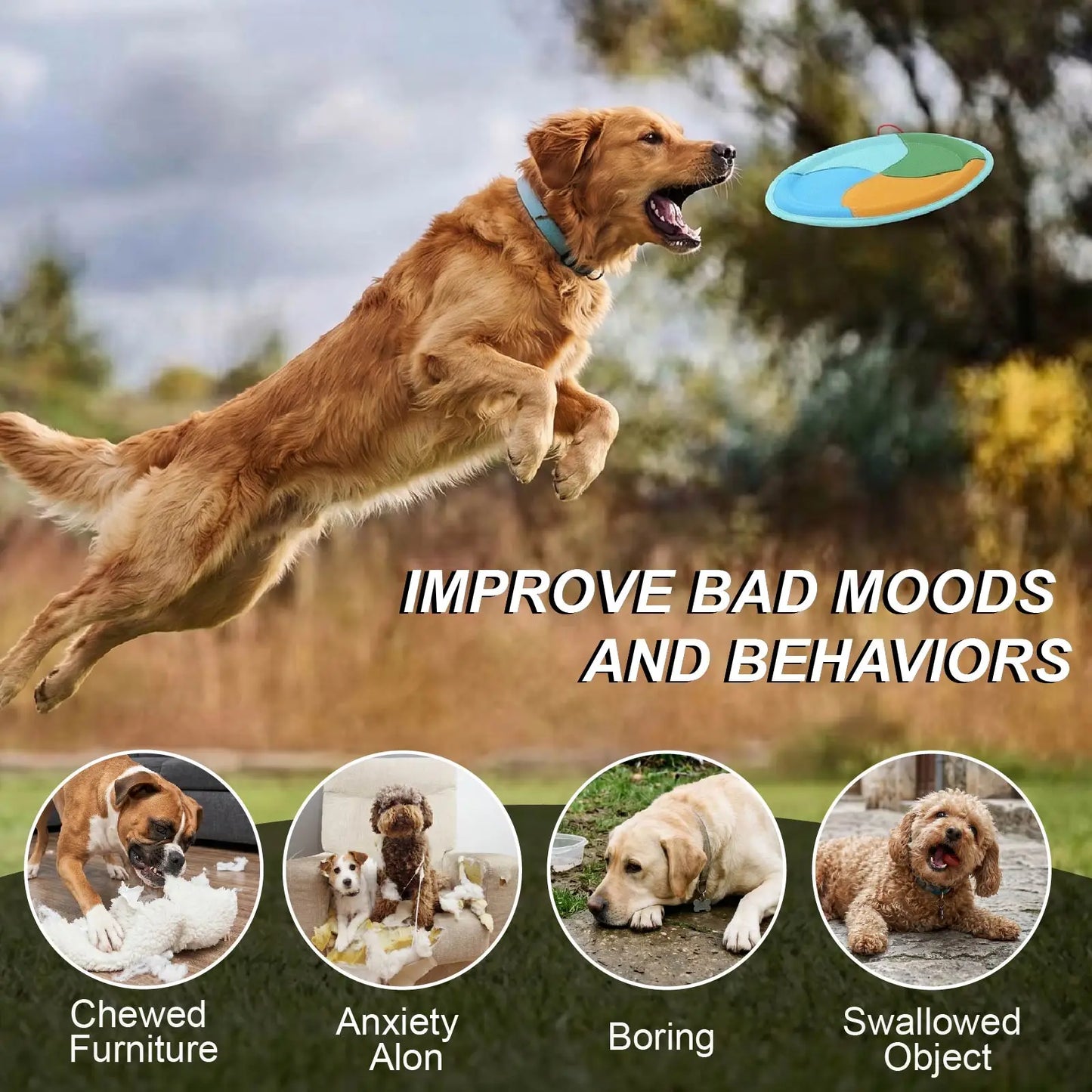 Dog Frisbee- Dog Flying Disc Toy-Designed for Fetching- made of Durable Material with Soft/Thick Edges that are gentle on dogs' teeth/gums Lightweight-Floatable-All breeds-Dog Toys