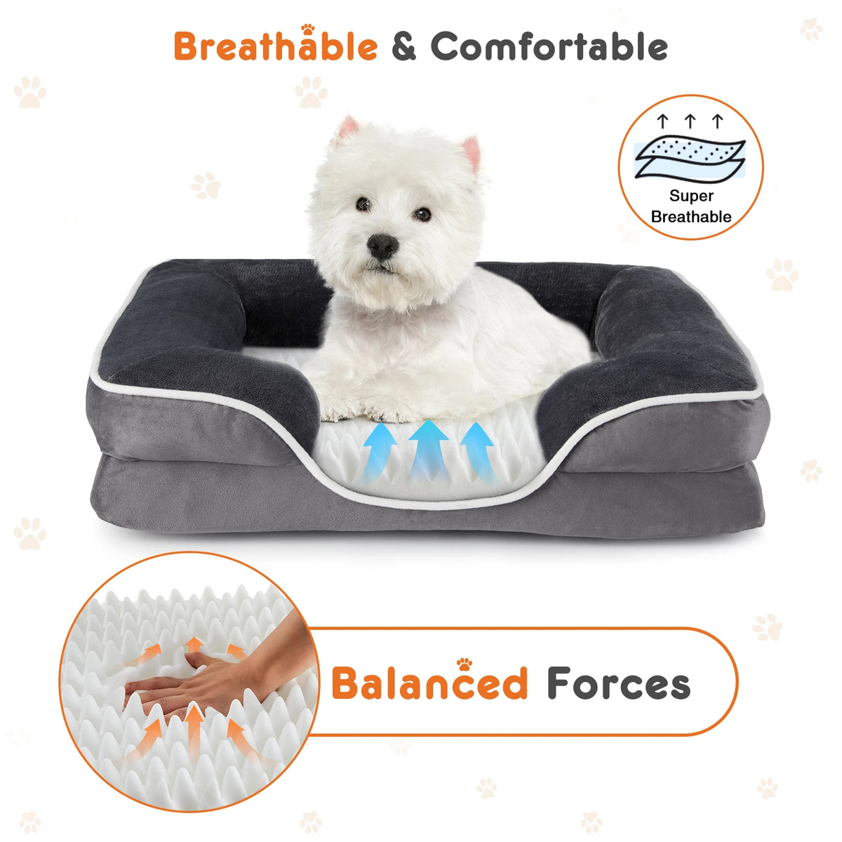JHK Orthopedic Dog Bed- Memory Foam-with Washable/ Removable Cover- Non-Slip Base- Waterproof Liner-Size S-XL-Beds & Blankets