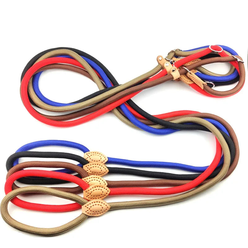 Slip Rope Lead Leash- Heavy Duty Braided Rope- Adjustable Loop Collar- Training Leashes for Small to Medium  Dogs-Collars/Leashes
