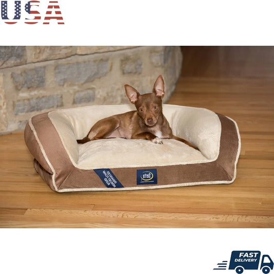 Pedic Memory Foam Mini Couch Dog Bed in Brown -Small