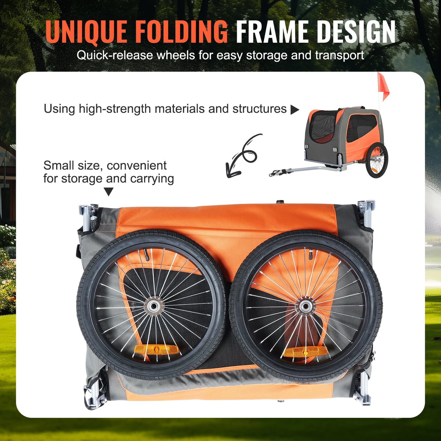 SucceBuy 66 lbs Pet Cart Bicycle Carrier -Dog Bike Trailer with Folding Frame Wheels- Coupler -Reflectors Flag for Dogs Accessories