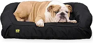 Tough Bolster Nesting Pillow Sofa Dog Bed with Removable Washable Cover - Durable, Water Resistant with Nonskid Bottom - Medium