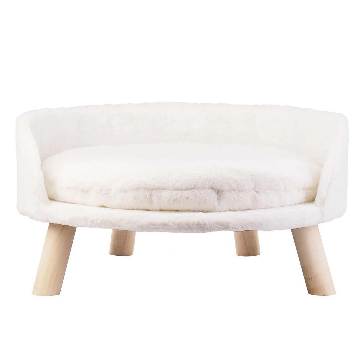 Luxury Soft Bed Plush Fabric Pet Nesting Chair Bed- Washable Couch- Wood Legs with Cushion Pad  for Small Pets-Size S/L-Beds& Blankets