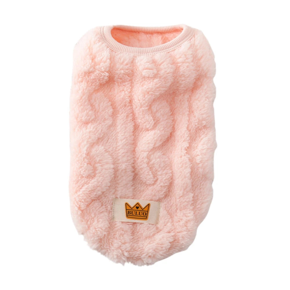Cute Cuddly Solid Wavy Double-sided Warm Sweater -Autumn Winter -Fleece Pullover Pet Clothes for Small Medium Dogs