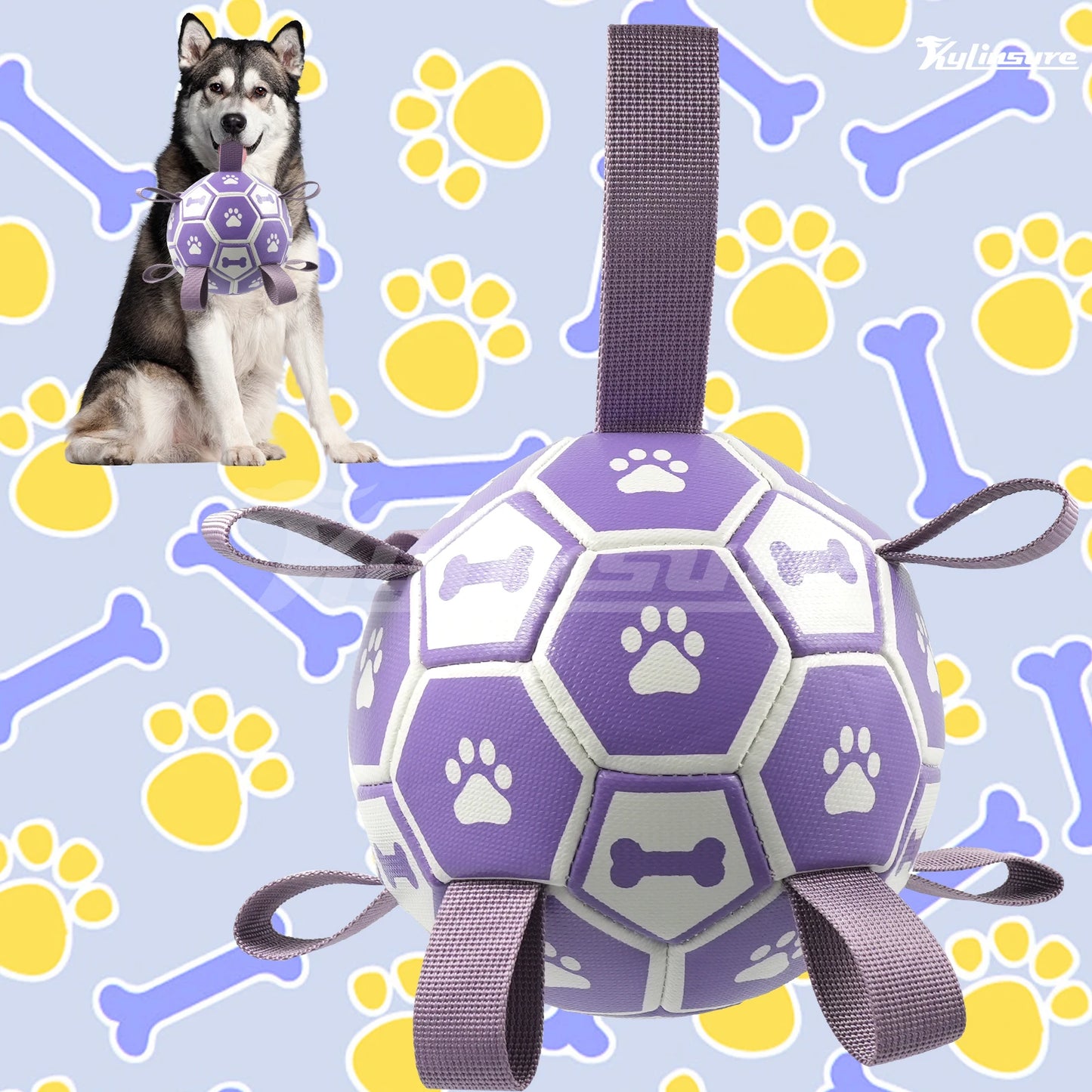 Dog Toys Soccer Ball with Straps-Interactive Dog Toys for Tug of War- Birthday Gifts- Water Toy- Durable--Dog Toys