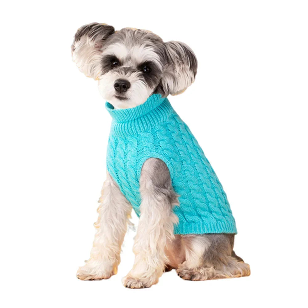 Classic Solid Chihuahua Puppy Dog Sweater- for Small Dogs Winter Warm Pet Clothes Yorkshire Schnauzer- Pullovers