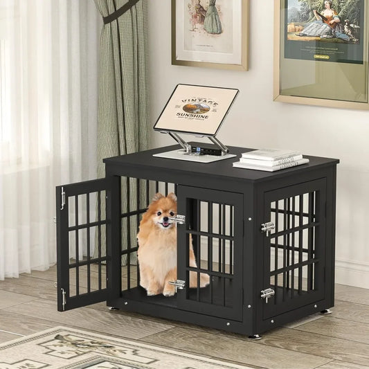 26" Heavy Duty Dog Crate Furniture for Small Dogs- Decorative Pet House- End Table- Wooden- Indoor