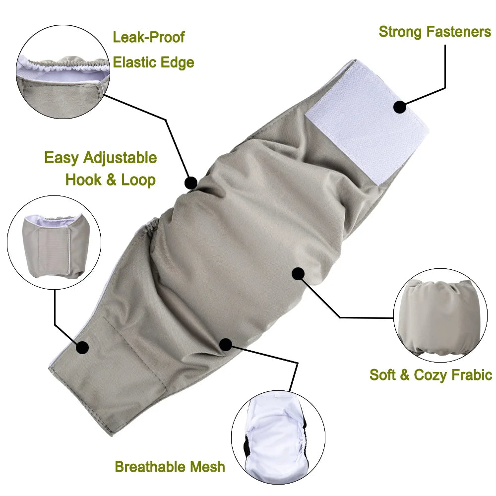 Male 3 Pack Washable Dog Diaper- Sanitary Pants For Small Medium Dogs- Adjustable Nappy Belly Band Wrap Diapers-pet grooming