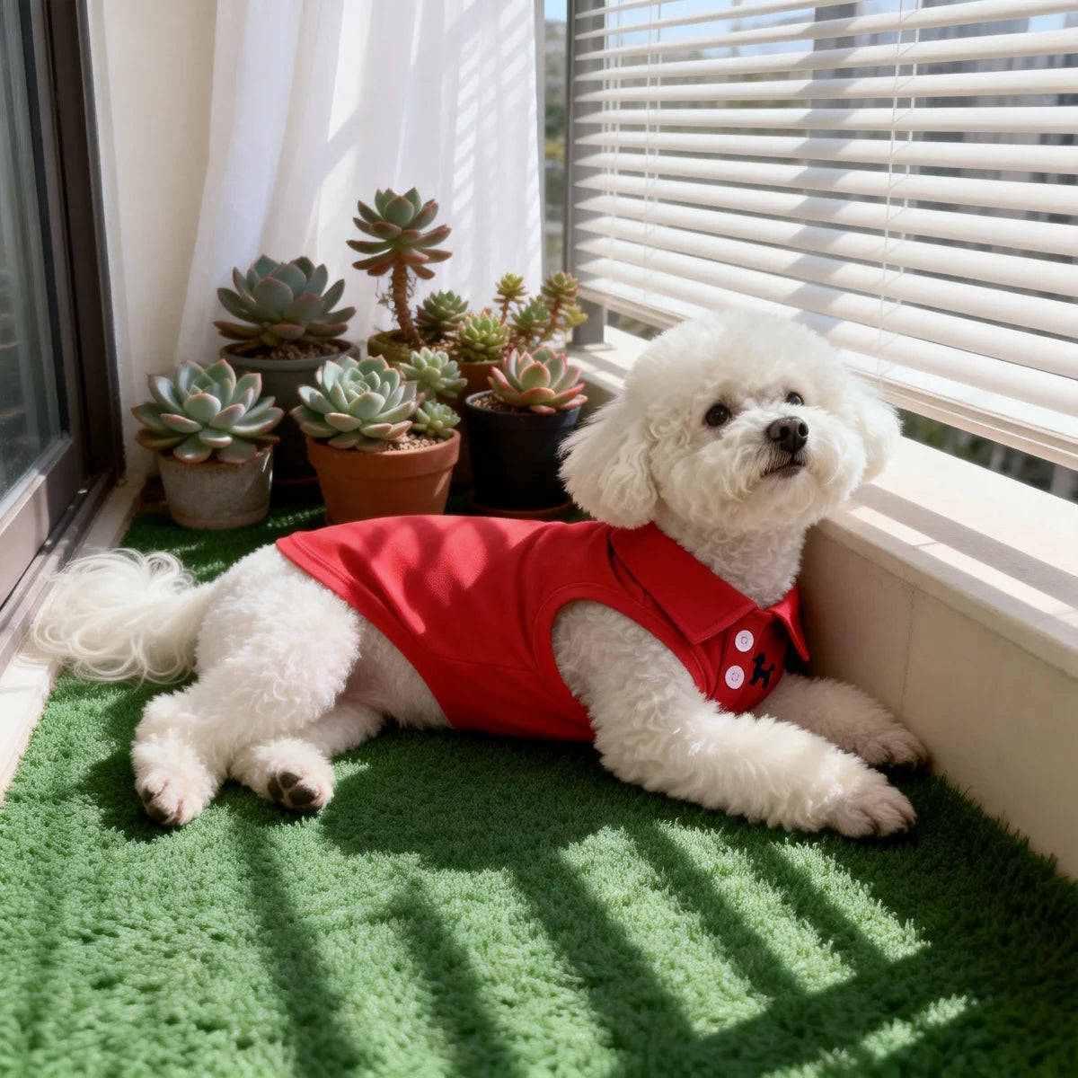 Solid Red Polo Shirts- Puppy Thin Breathable T-shirt- Vest Bipod-Skin Friendly-Delicate-Sizes XS-2XL-Costume/Apparel
