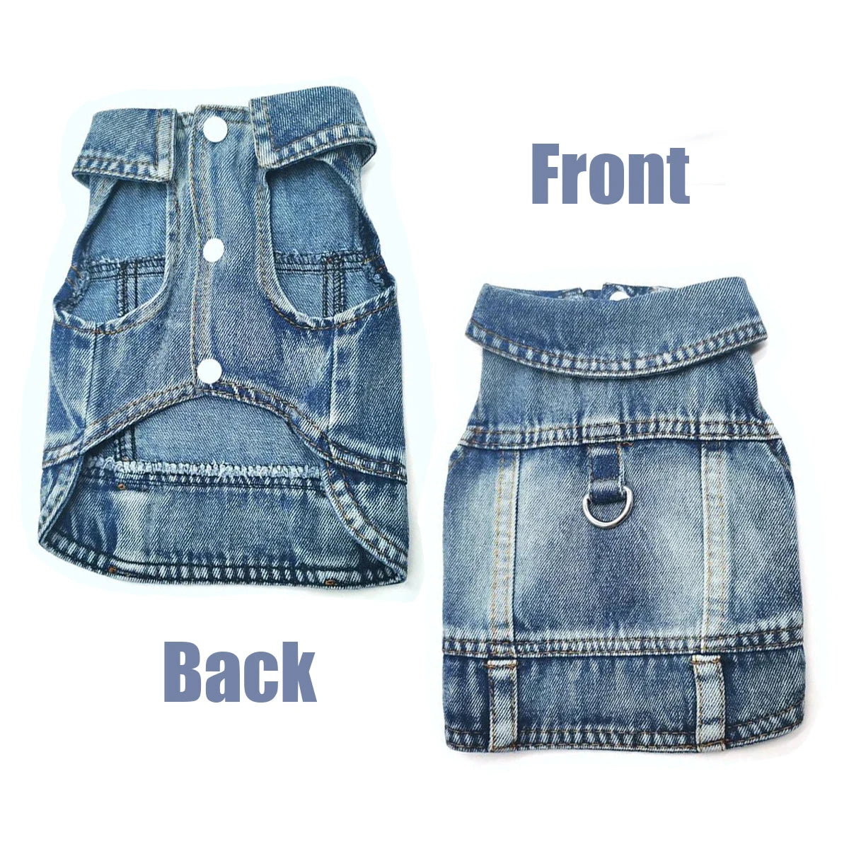 Retro Designer Dog Jeans Jackets Vest for Small Dogs- Handsome Denim Jacket- Durable- Sizes XS-XXL-Costumes/Apparel