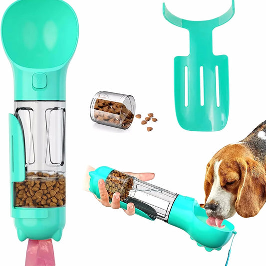 300 ml/500 ml Dog Water Bottle- 4 in 1 Portable Water Bowl Dispenser with scoop- Dog Whistle- Poop Scoop- Food Container