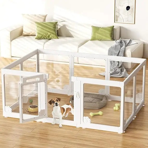 Acrylic Clear Dog Play Pen- Indoors- puppy playpen with door- for small dogs puppies- transparent plastic pet playpen-Crates