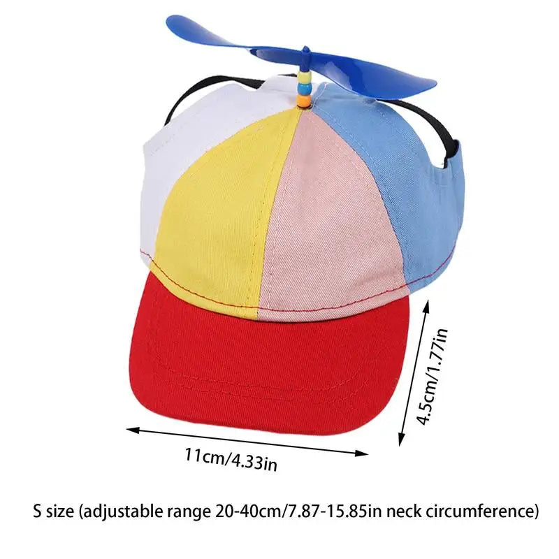 Colorful Pet Propeller Hat With Ear Holes -Sizez S to L-Sunproof Dogs Rainbow Helicopter Top Hat-Costumes/Apparel
