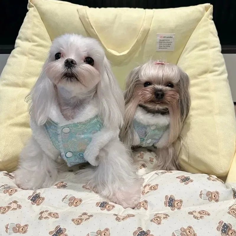 Dog Fur Collar Vest Chinese Style Clothing-sizes S to 2XL-Costumes/Apparel