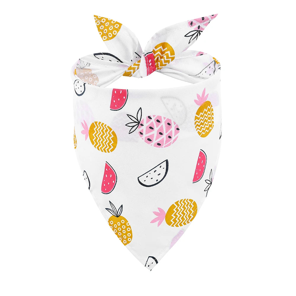 Dog Bandanas- Fruit Floral- Spring Washable-Soft-Scarf Kerchief- Summer- Adjustable for Small Medium Large Dogs-Collars/Leashes