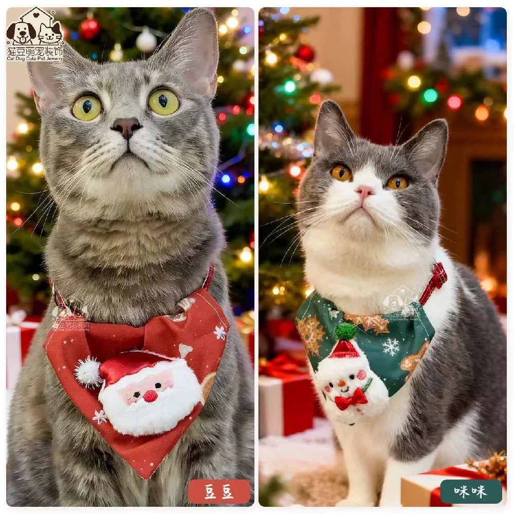 25 Christmas Dog Triangle Scarfs- Adjustable Collars -Pet Dress Up Accessories Santa Claus