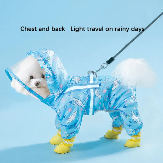 Cinnamoroll Pet Raincoat Waterproof Hood 4 leg Rain Jacket for Dogs of all Sizes - Keep Your Pup Dry and Stylish