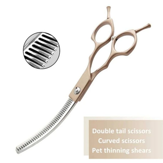 7inch Curved Thinning Shears- Stainless Steel Dog Grooming Curved Scissors-Light Weight- Special Designed- Pet Grooming