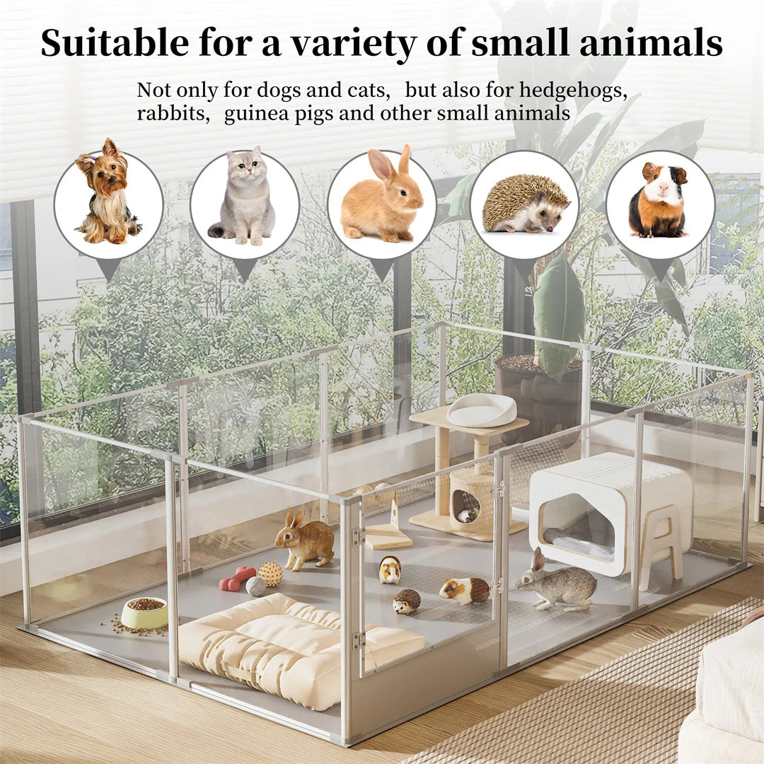 Ex-Large Clear Acrylic Dog Playpen- Waterproof-Exercise Playpen-Whelping Pad- Crate