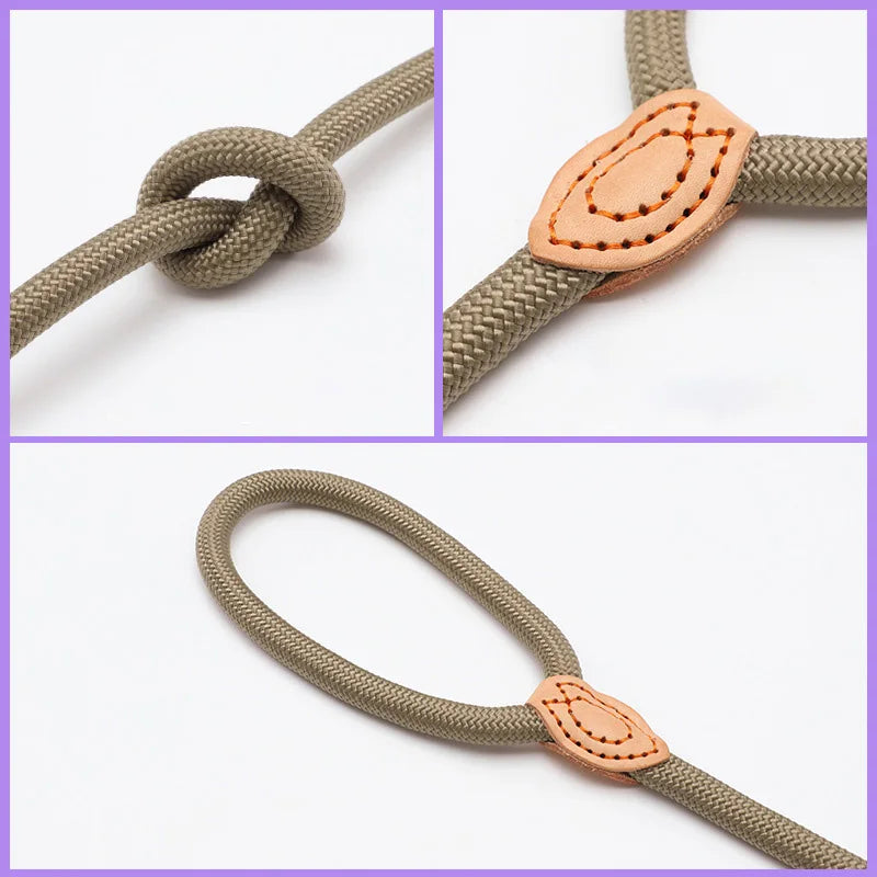 Slip Rope Lead Leash- Heavy Duty Braided Rope- Adjustable Loop Collar- Training Leashes for Small to Medium  Dogs-Collars/Leashes