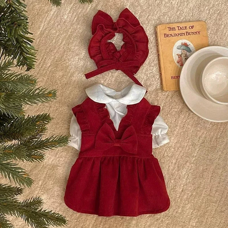 Christmas Princess Dress- Bow Knot -Winter Warm Dog Clothes