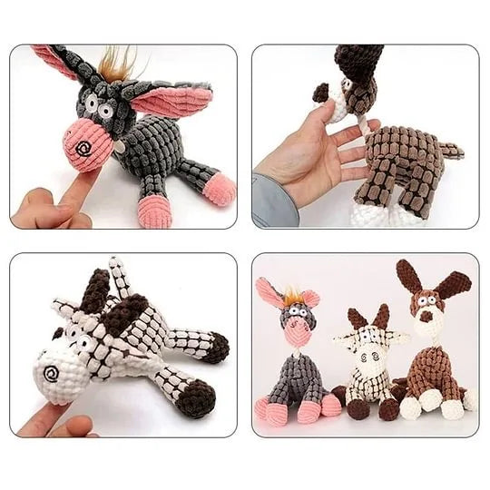 Plush Squeaky Dog/Puppy Chew Toys- Interactive- Teething Training Dog Toys- Cute Donkey Design-Dog Toys