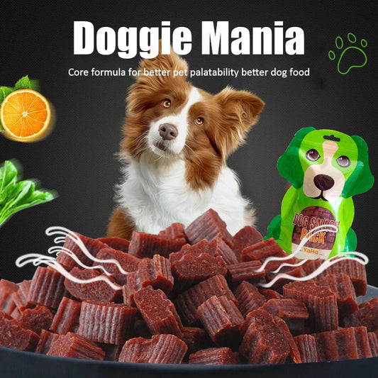 Dog Snacks- Premium Beef Pieces- Appetizing- Digestive Nutritious Delicious Chewy Training Rewards for Adult Dog/ Puppies-Pet Bowls/Feeding