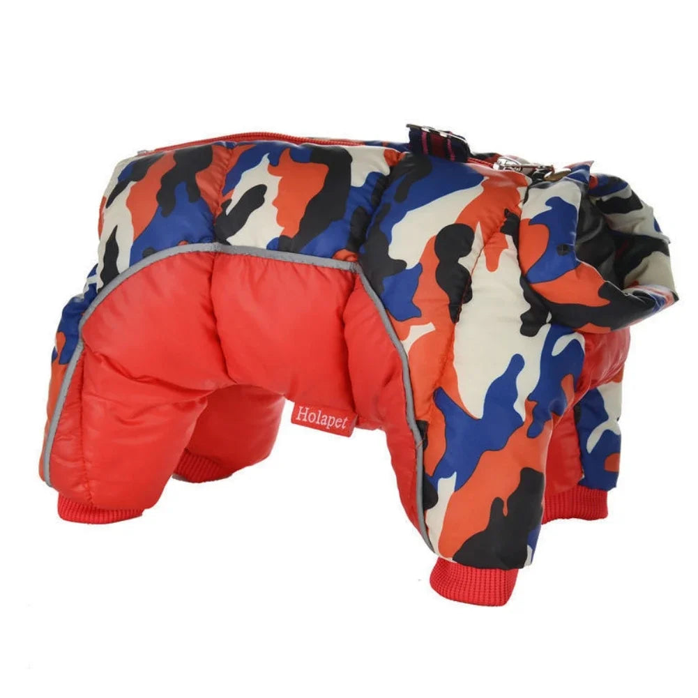 Warm Full Body Fleece  Jacket- Dog Winter 4-Leg Puffer Coat- Reflective -Turtleneck Dog Snow Jacket