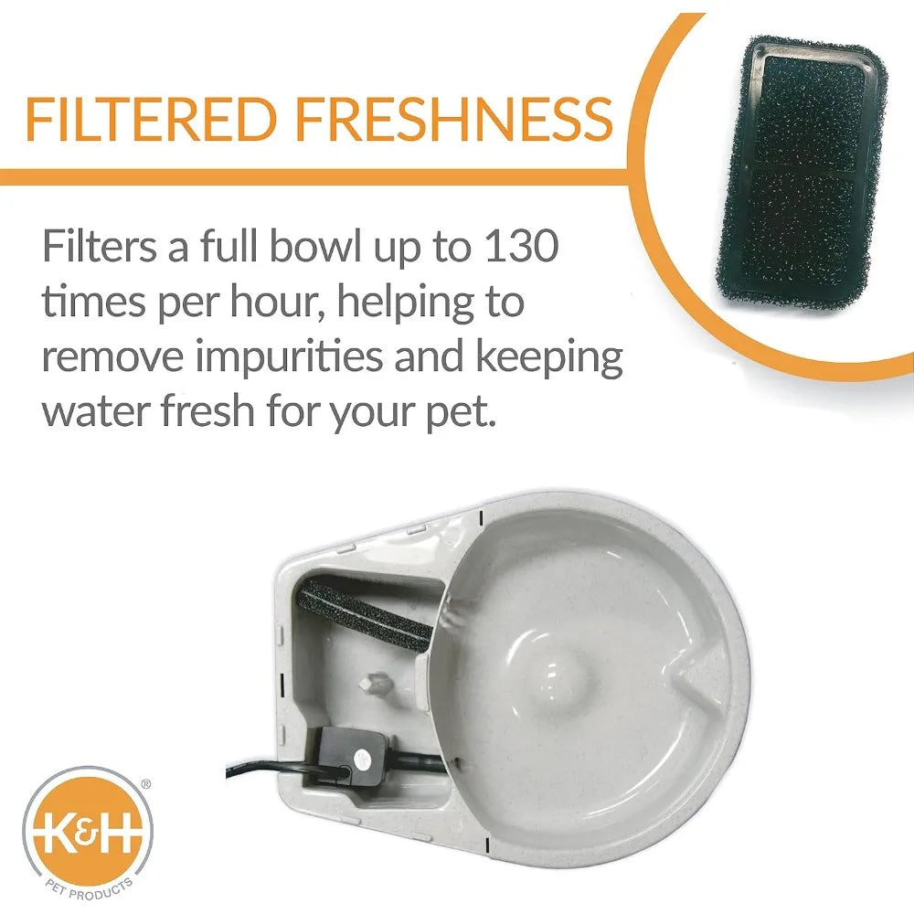 Medium Granite Dog Water Bowl with Filter- 1.4 Gallon Bowl + 1 Gallon Reservoir for Clean Hydration-Pet Bowls/Feeding