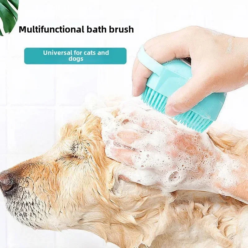 Pet Dog Shampoo Brush- 2.7oz 80ml Massage Comb Grooming Scrubber for Bathing Short Hair- Soft Silicone Rubber