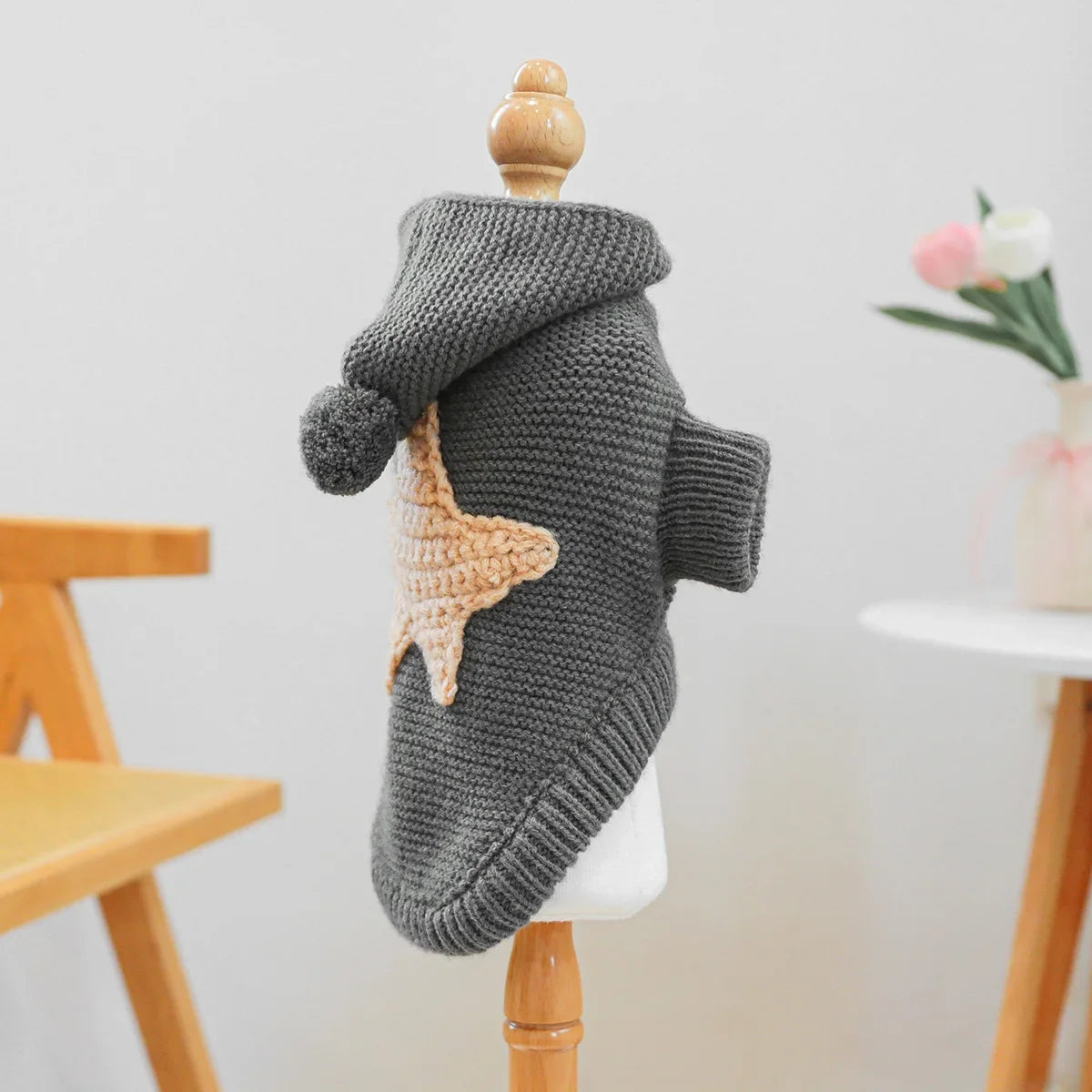 Dog 1PC Nordic Starfish Sweater - Dark Gray Pet Clothes - Hooded Sweater Autumn Pullover