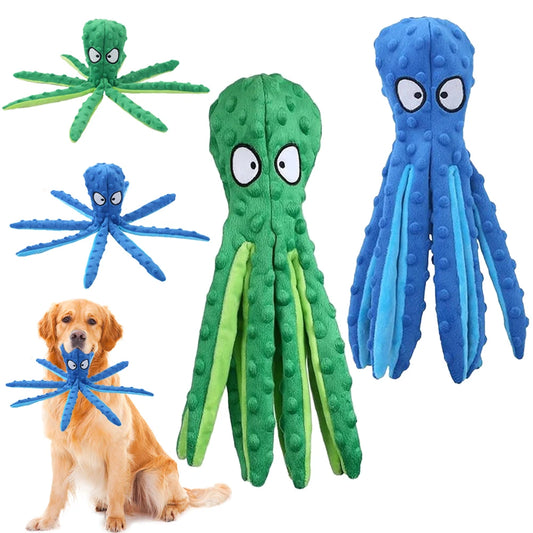 2 Pcs Octopus Dog Toy- No Stuffing Squeaky Plush Toy- Bite Resistant- Interactive Chew Toy for Small Medium Dogs-Dog Toys