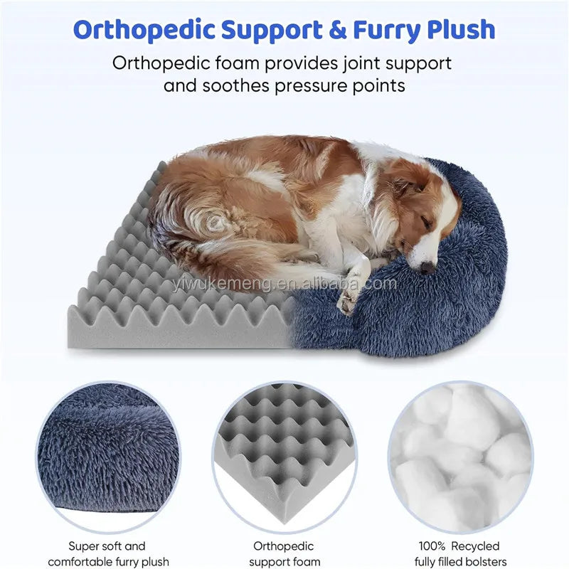 Thickened orthopedic dog bed for S M L XL dogs - egg sponge- easy to remove and wash plush cover- durable-Bed & Blankets