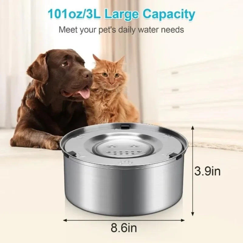1L 3L Stainless Steel Dog Floating Water Bowl- No Spill- Anti-Splash Dog Water Dispenser- Non-Slip -Pet Bowls/Feeding