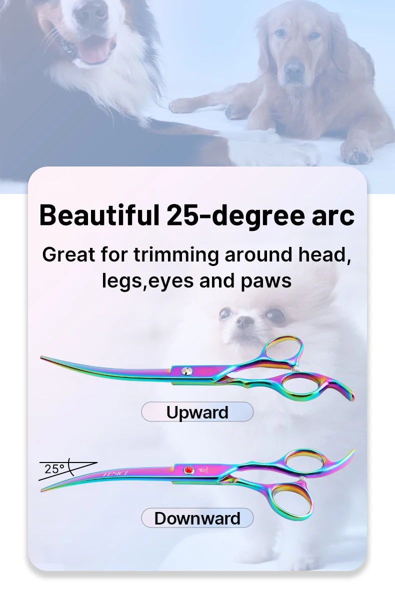 Rainbow/Black Dog Grooming Scissors Set for Household Pet Owner-