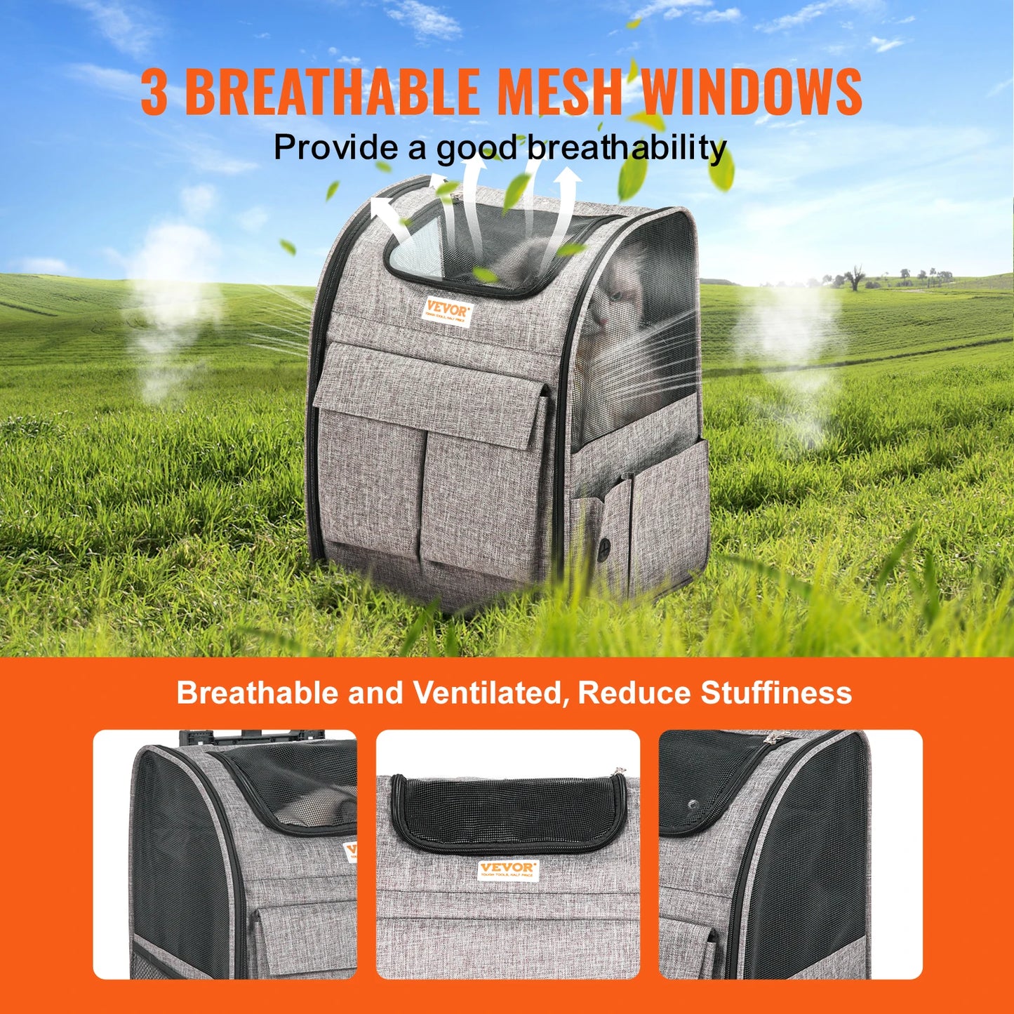 3 in1Backpack- Carry Back Pack with Telescopic Handle- Wheels- shoulder Strap for Travel-Breathable- TSA Standard