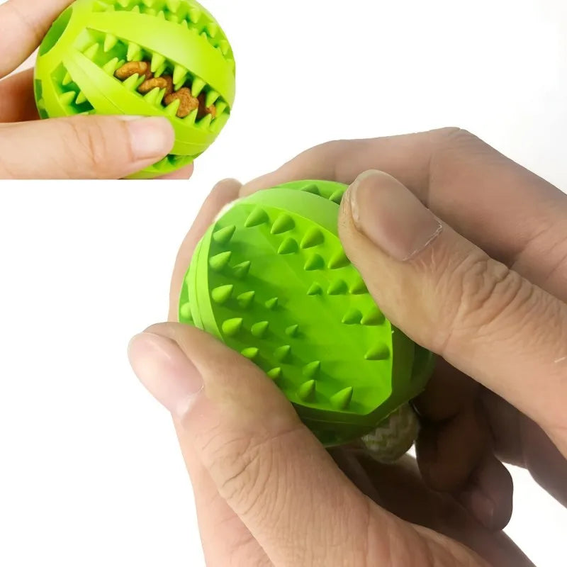 Interactive Dog Treat Ball- 18x13cm- Chew Resistant Rope Toy with Food Dispensing for Mental Stimulation-Dog Toys