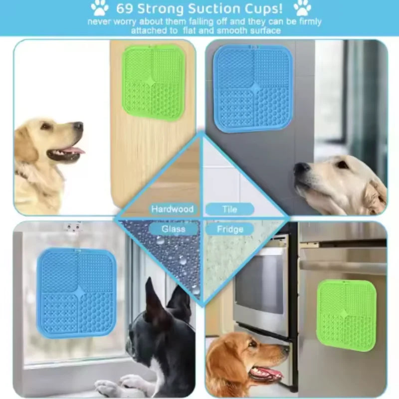 Pet Lick Silicone Mat- Dogs Slow Food Plate -Silicone Dog Sucker Food Training- Pet Bowls/Feeding