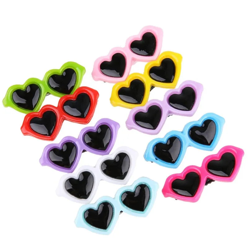 New Pet Lovely Heart Sunglasses- Hairpins Dog Bows Hair Clips for Puppy/Dogs-Pet Accessories