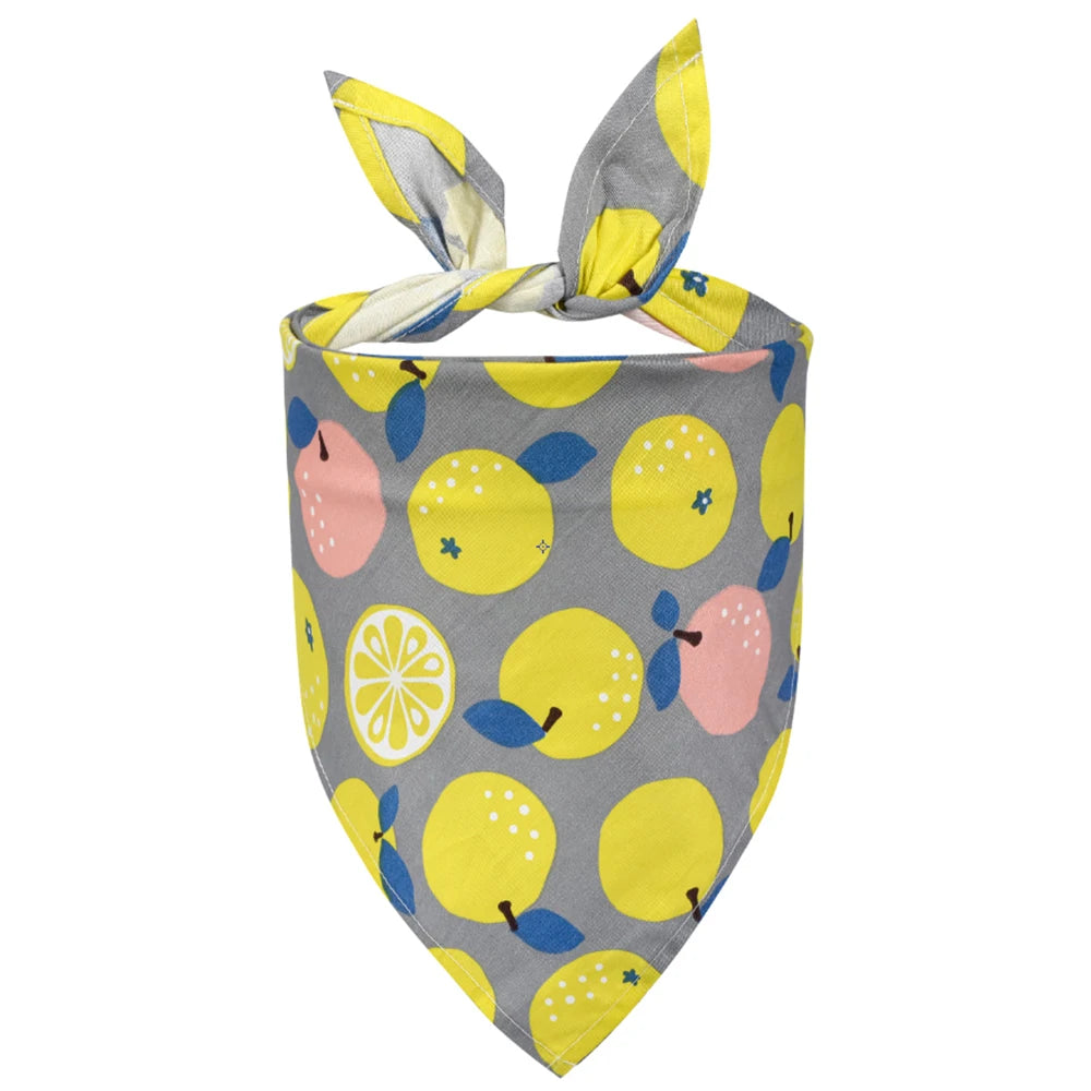 Dog Bandanas- Fruit Floral- Spring Washable-Soft-Scarf Kerchief- Summer- Adjustable for Small Medium Large Dogs-Collars/Leashes