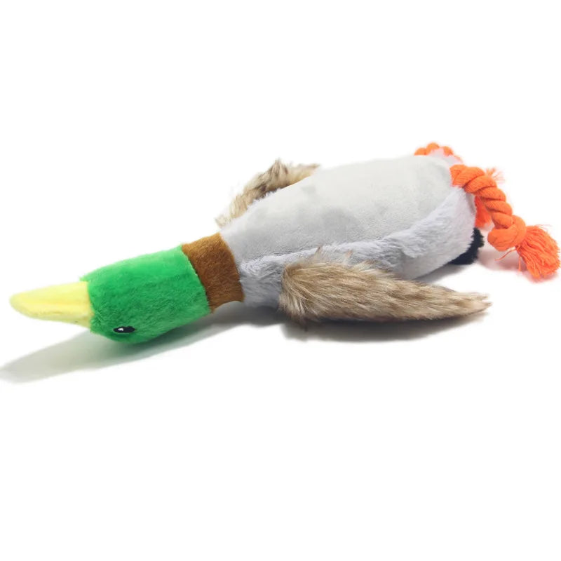 Cute Stuffed Squeaky Duck- Duck Sounds-Chew Rope- Clean Teeth- Dog Toys
