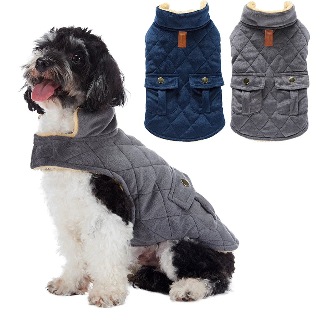 Soft Winter Warm Plush Jackets for Dogs- Thickness -Double Pockets -Fashionable- Dog Coats Puppy Clothes for SML Dogs-Costumes/Apparel