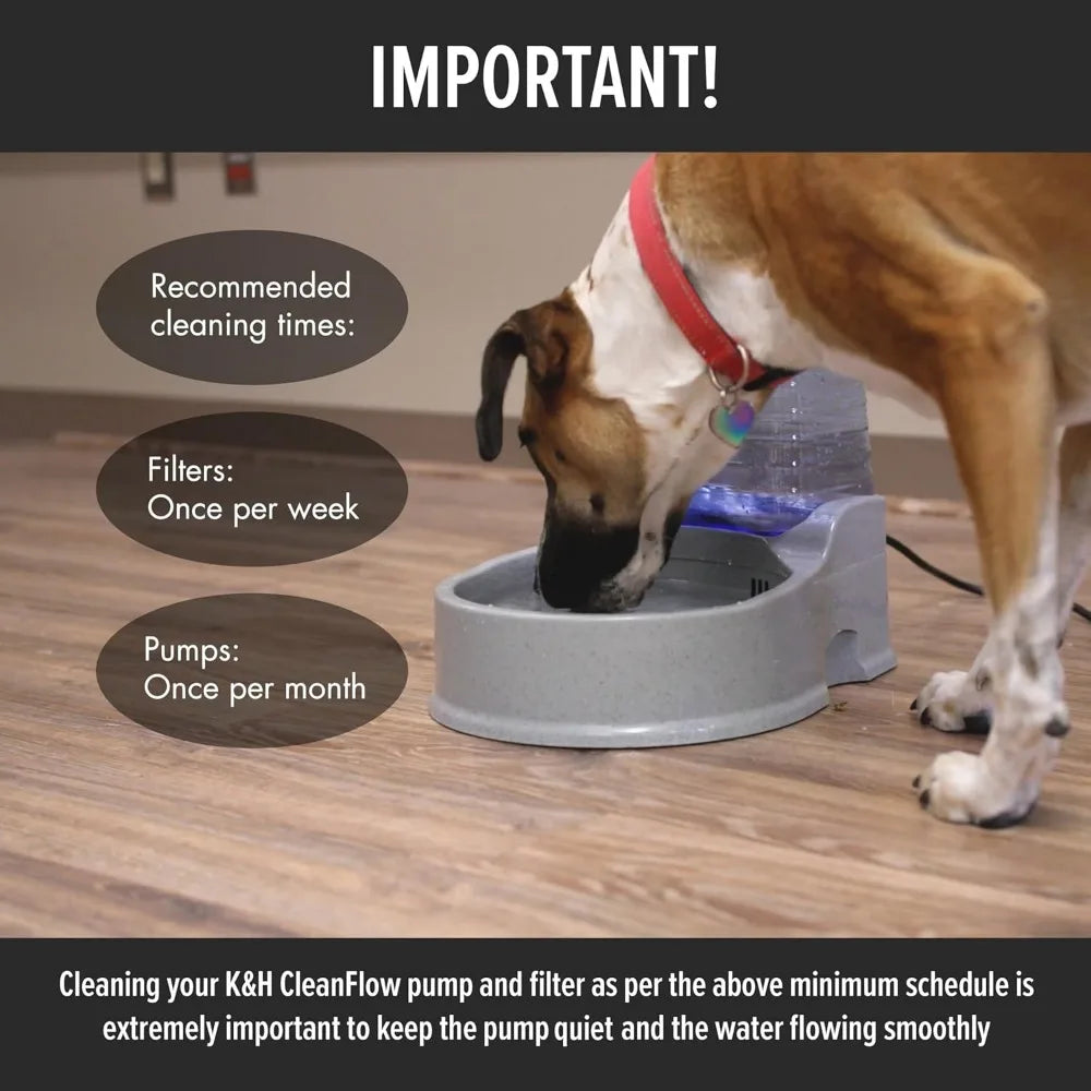 Medium Granite Dog Water Bowl with Filter- 1.4 Gallon Bowl + 1 Gallon Reservoir for Clean Hydration-Pet Bowls/Feeding