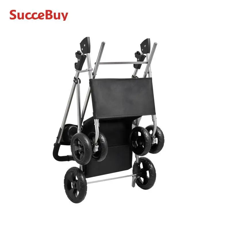 SucceBuy Pet Stroller- 35 lbs Weight Capacity- Dog Stroller Cart- 4 Wheels Pram w/Detachable Mesh Carrier w/ Brakes-Pet Strollers