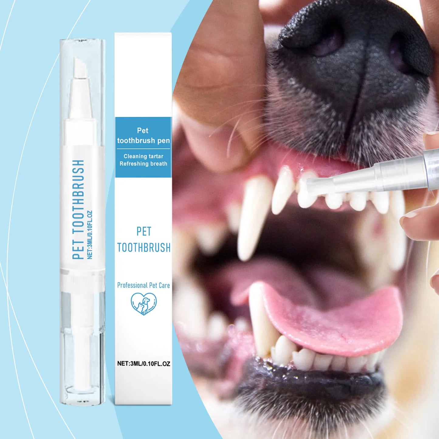 Pet Toothbrush Pen -Teeth Cleaning Tool- Fresh Breath Toothpaste- All-in-One Teeth Cleaning for Dogs-Pet Grooming